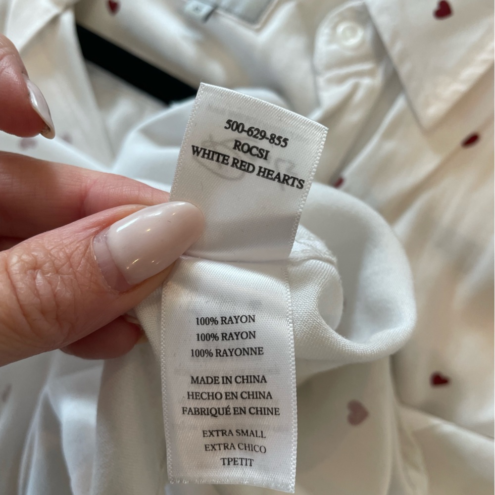 Nwot Rails Button Down - Xs. White With Hearts - image 4